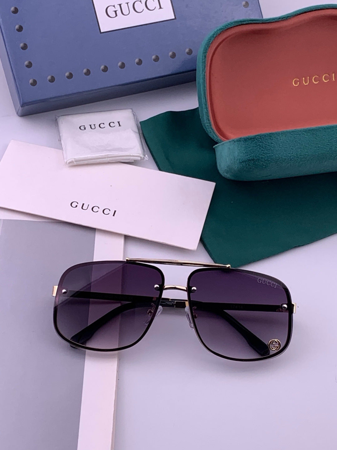 Gucci G41741 Aviator Black Lens Sunglasses for Men & Women - detail image 5