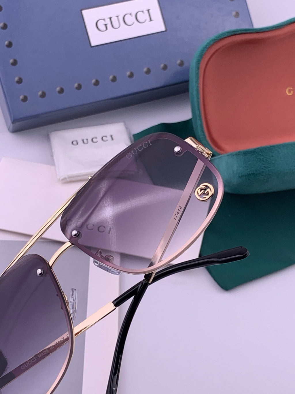 Gucci G41741 Aviator Black Lens Sunglasses for Men & Women - detail image 6