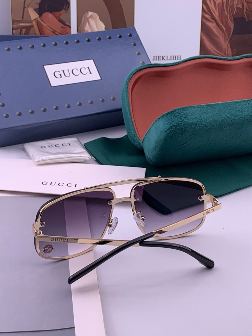 Gucci G41741 Aviator Black Lens Sunglasses for Men & Women - detail image 7
