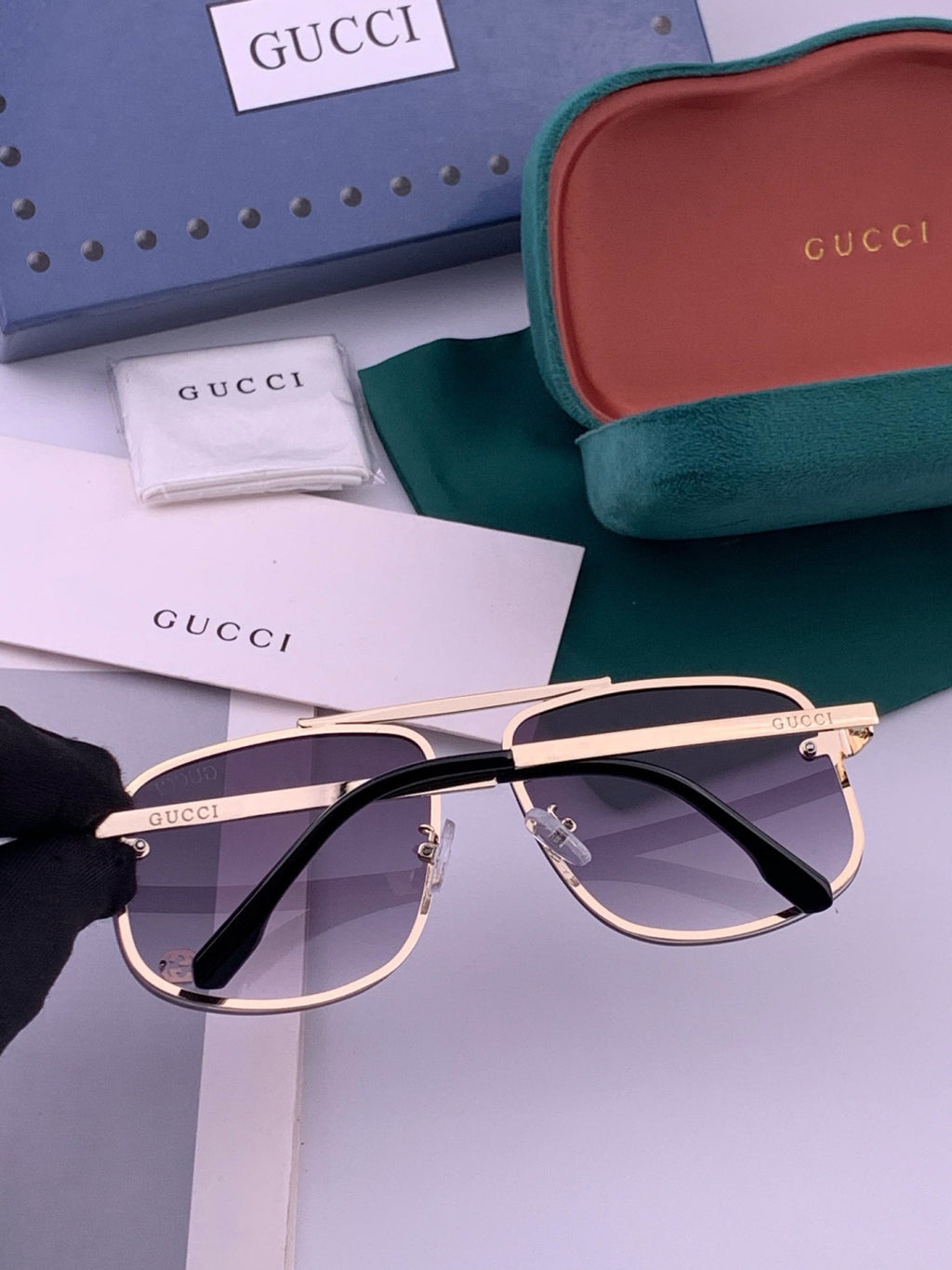 Gucci G41741 Aviator Black Lens Sunglasses for Men & Women - detail image 4