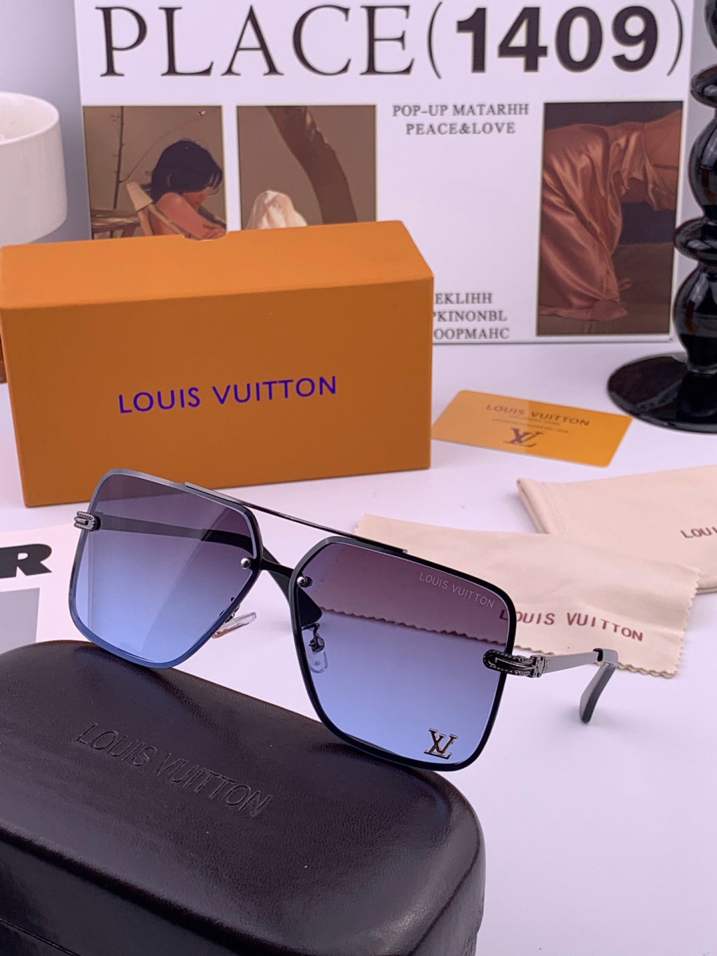 Louis Vuitton L91747 Aviator Gold Lens Sunglasses for Men & Women