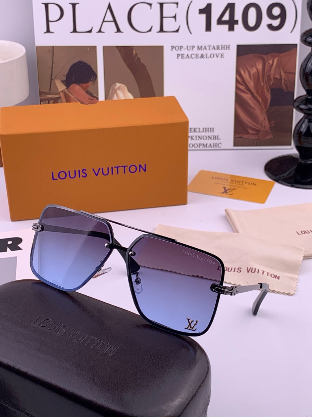 Louis Vuitton L91747 Aviator Gold Lens Sunglasses for Men & Women