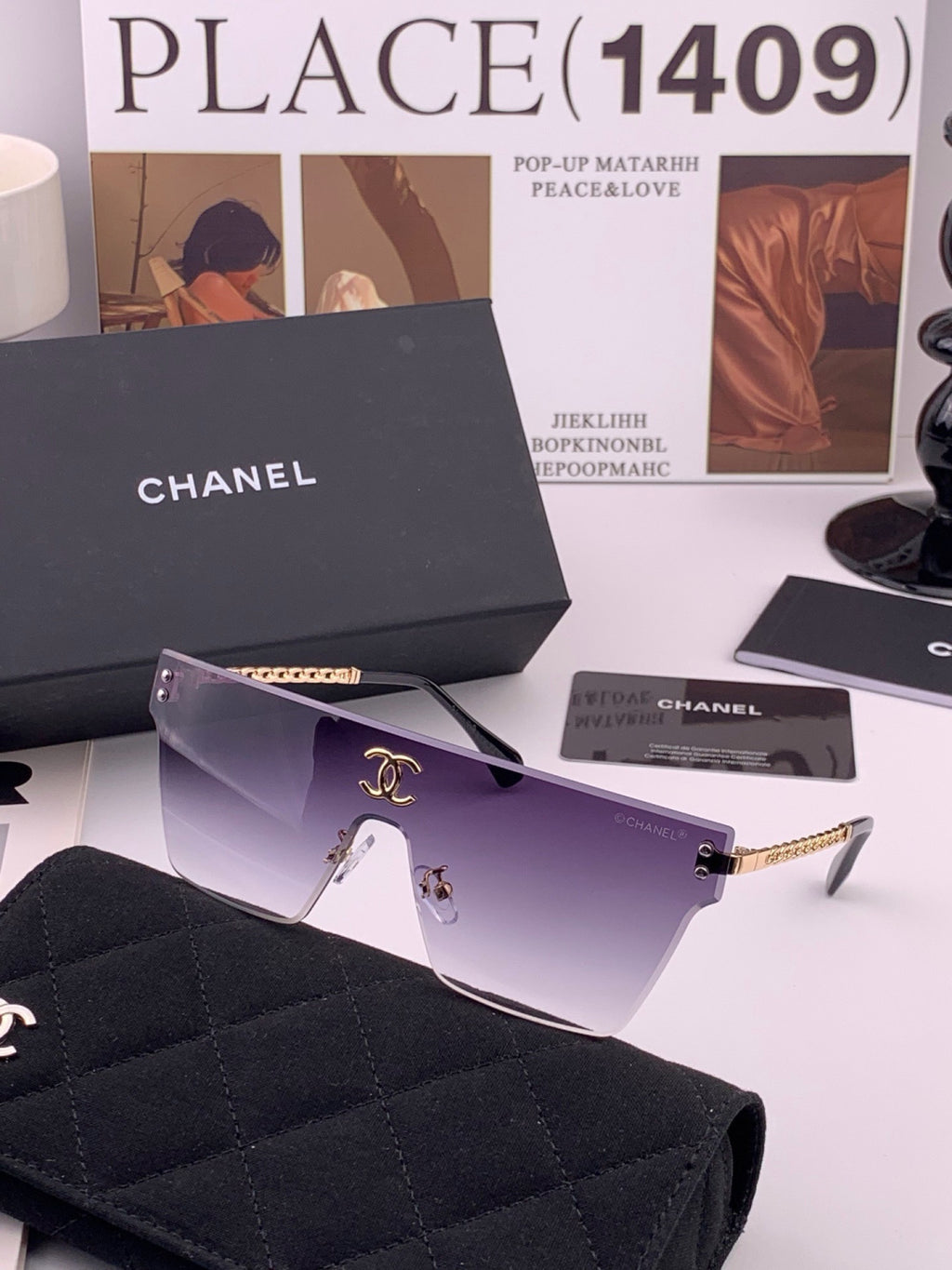 Chanel CH61739 Oversized Pink Lens Sunglasses for Women - detail image 4