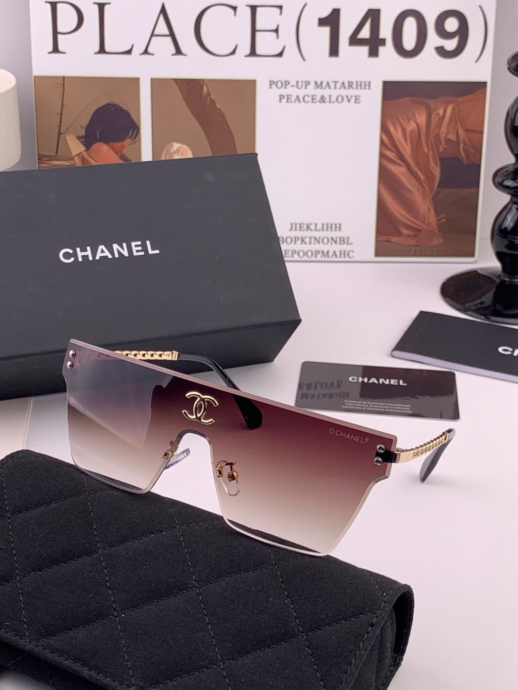 Chanel CH61739 Oversized Pink Lens Sunglasses for Women - detail image 5