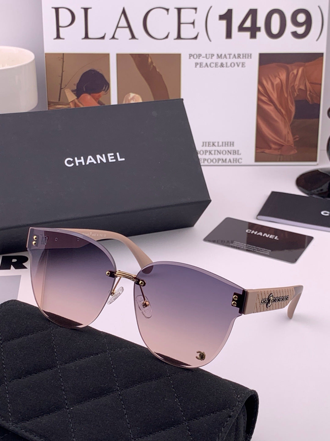 Chanel CH0973 Polarized Round Pink Lens Sunglasses for Women - 486502 - detail image 6
