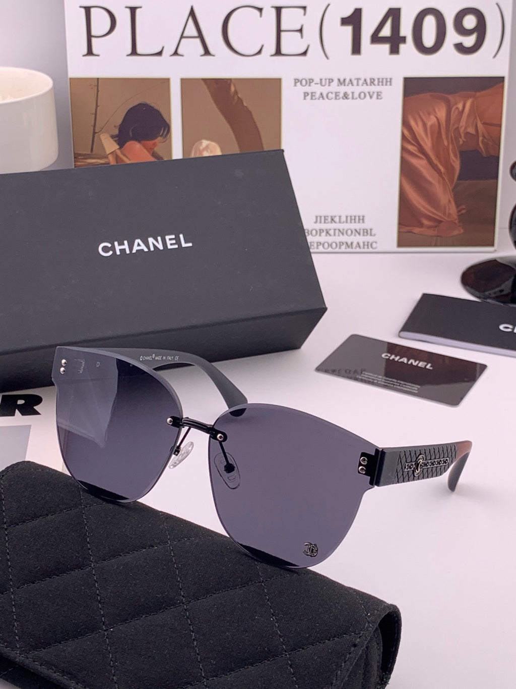 Chanel CH0973 Polarized Round Pink Lens Sunglasses for Women - 486502 - detail image 5