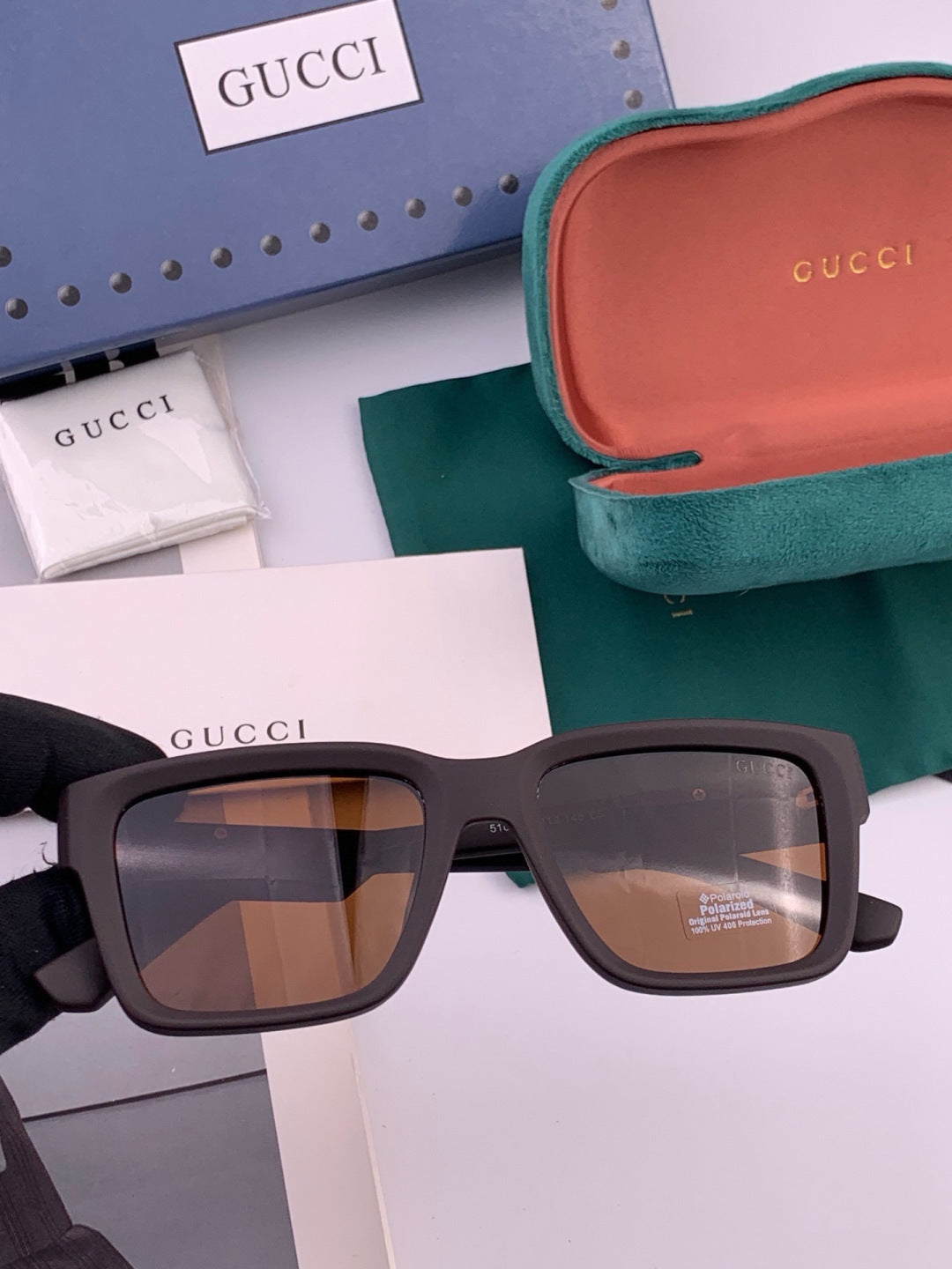 Gucci G8511 Polarized Square Red Lens Sunglasses for Women - detail image 2