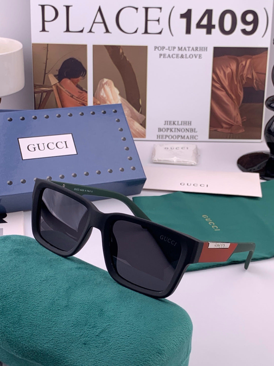 Gucci G8511 Polarized Square Red Lens Sunglasses for Women - detail image 3