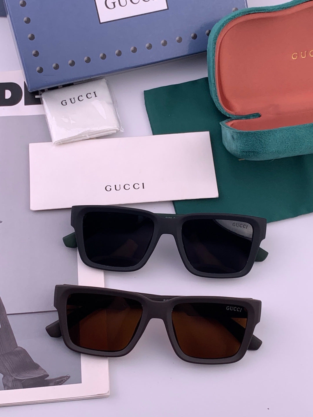 Gucci G8511 Polarized Square Red Lens Sunglasses for Women - detail image 7
