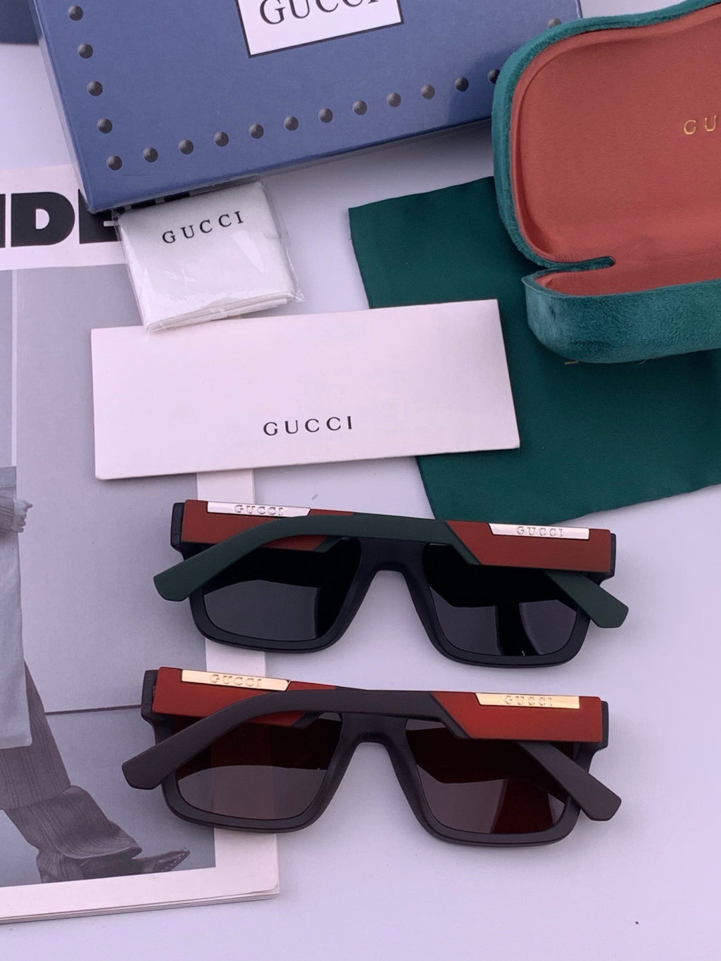 Gucci G8511 Polarized Square Red Lens Sunglasses for Women - detail image 6