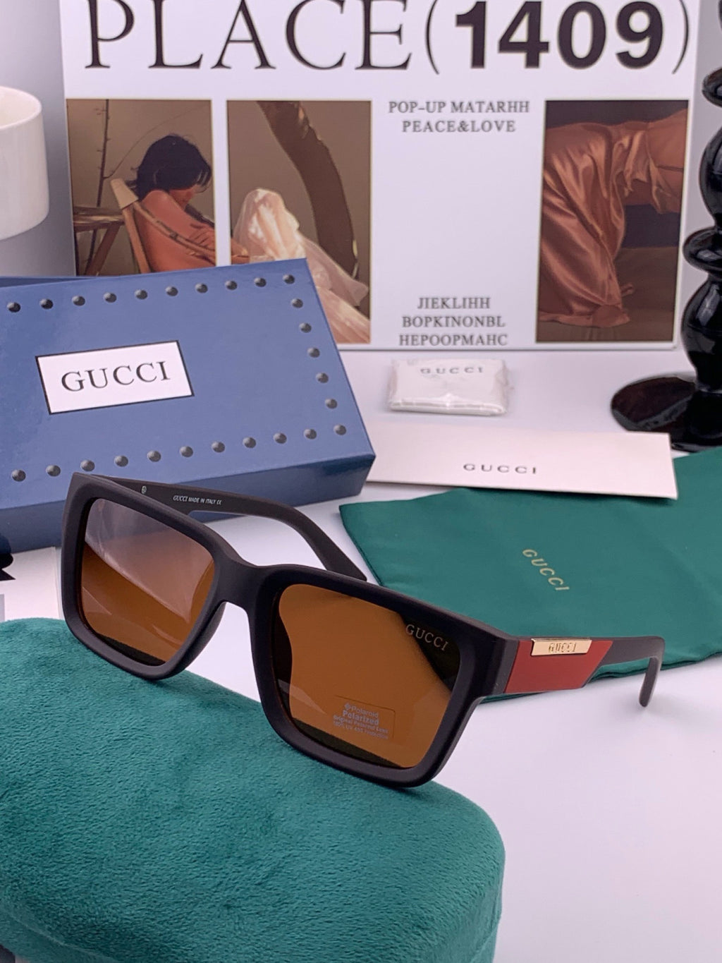 Gucci G8511 Polarized Square Red Lens Sunglasses for Women - detail image 4