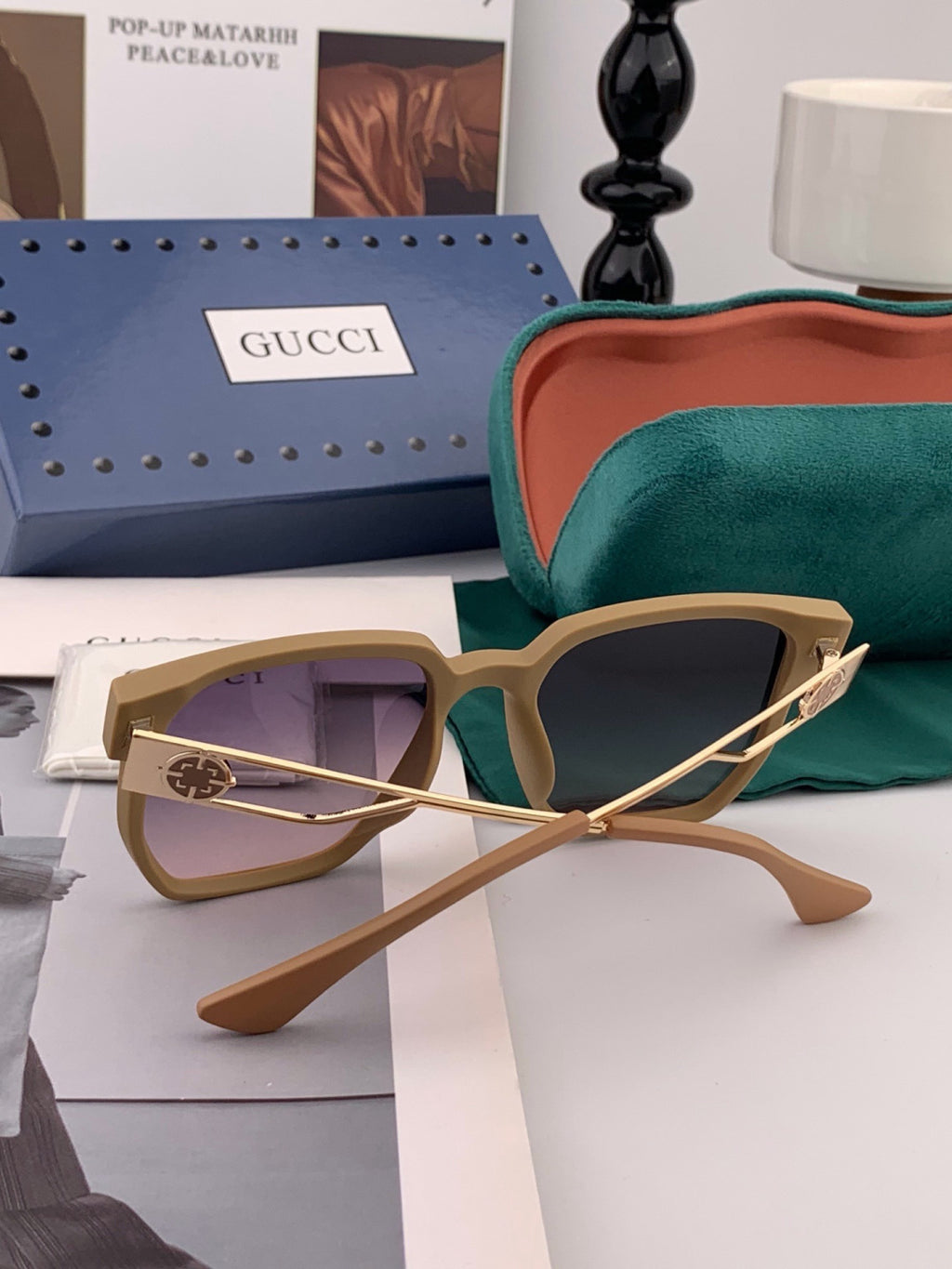 Gucci G9294 Polarized Square Red Lens Sunglasses for Men & Women - detail image 3