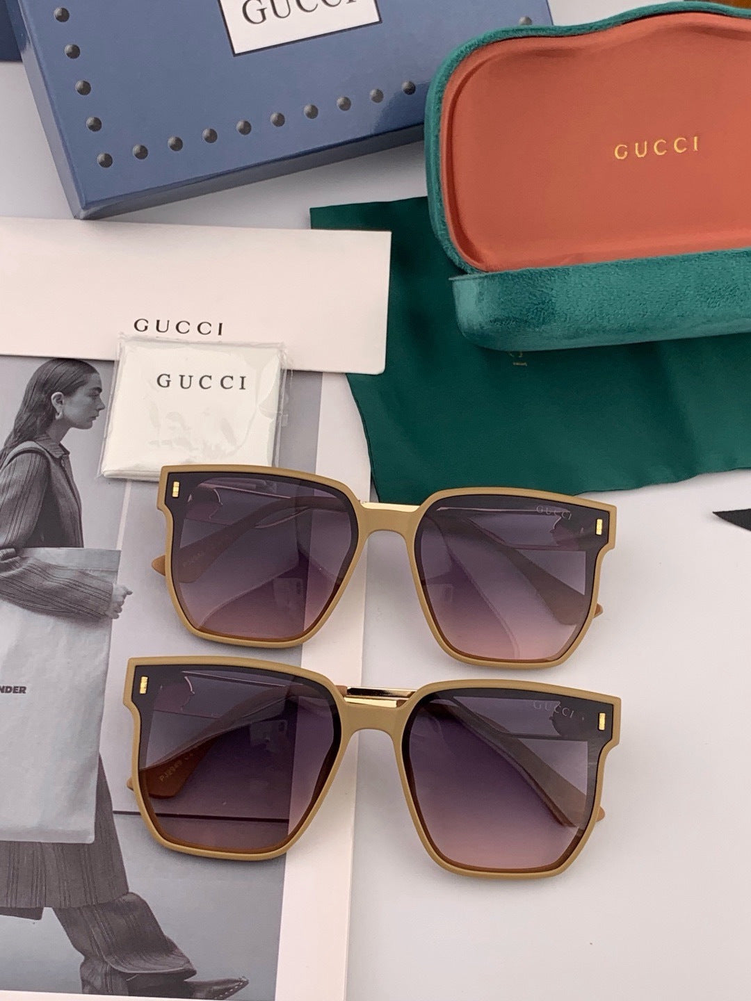 Gucci G9294 Polarized Square Red Lens Sunglasses for Men & Women - detail image 6