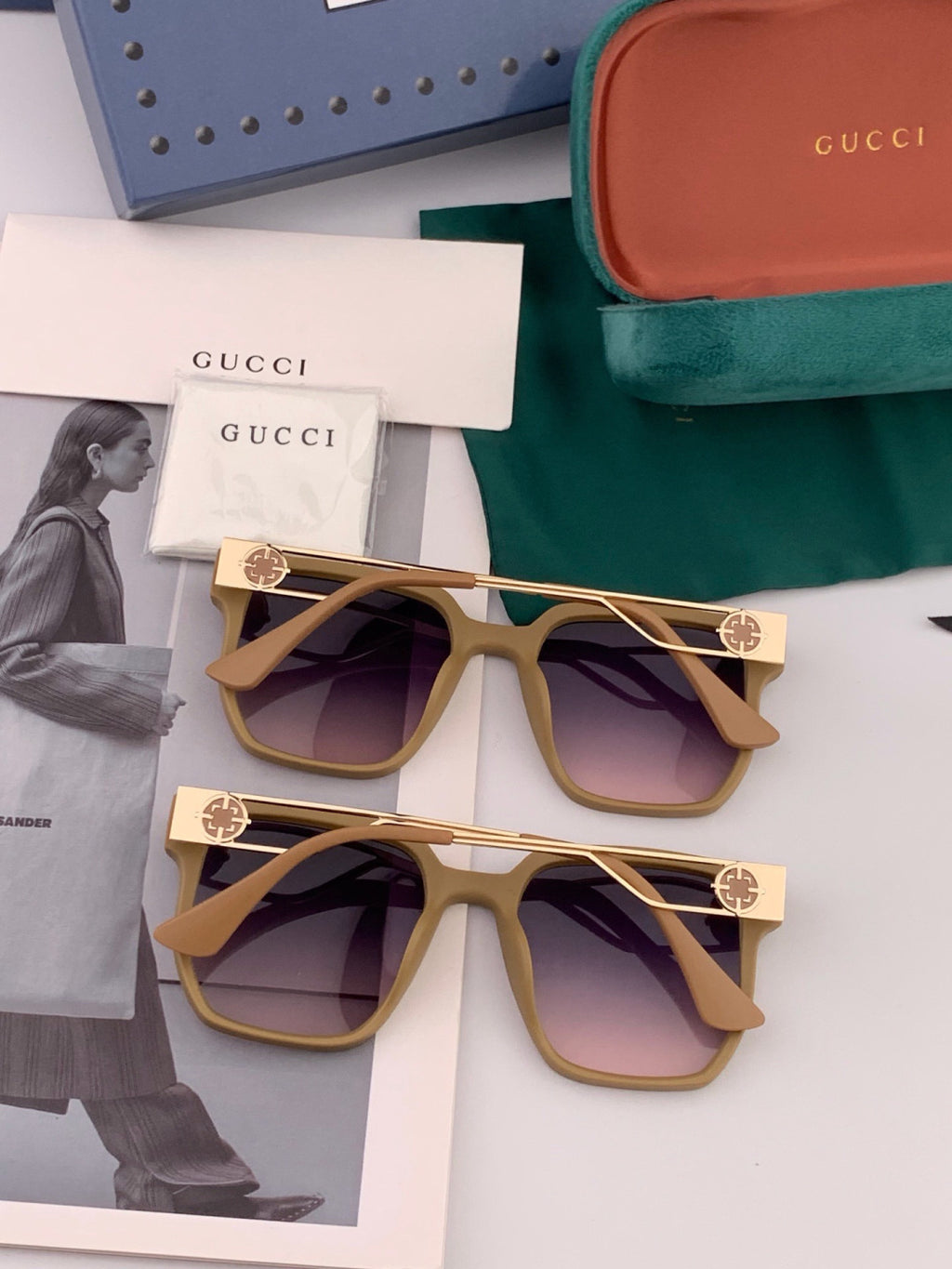Gucci G9294 Polarized Square Red Lens Sunglasses for Men & Women - detail image 5