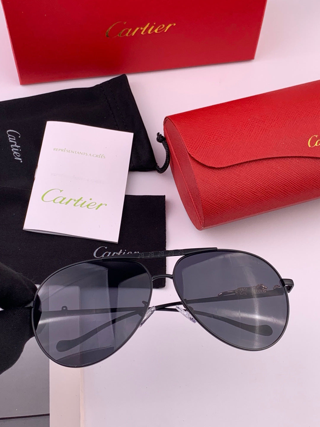 Cartier K41758 Fashion Black Lens Sunglasses for Men & Women - detail image 5