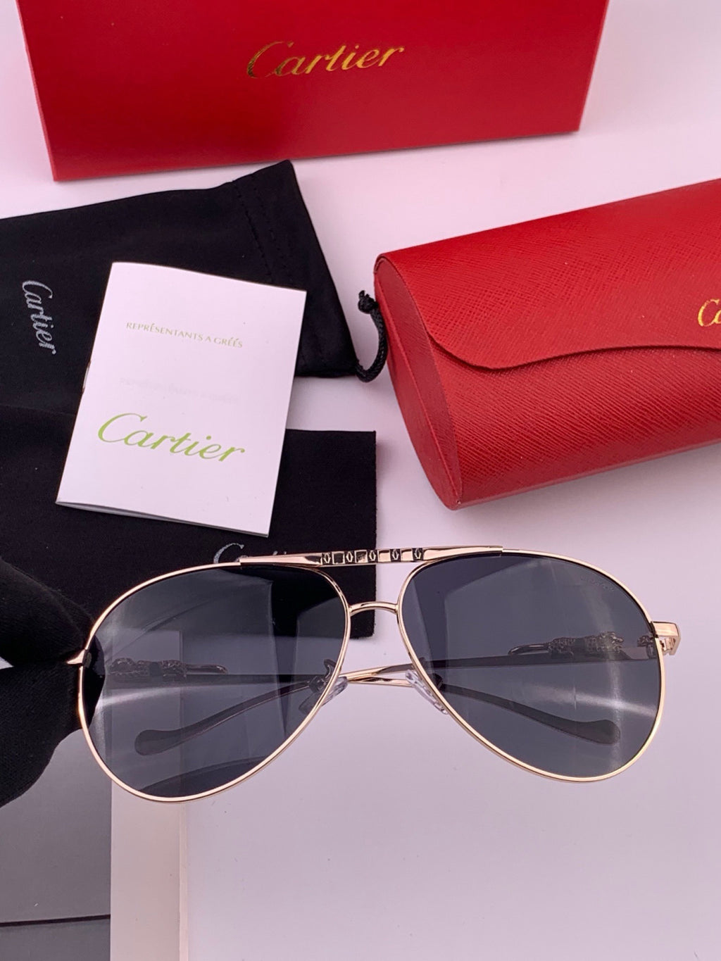 Cartier K41758 Fashion Black Lens Sunglasses for Men & Women - detail image 4
