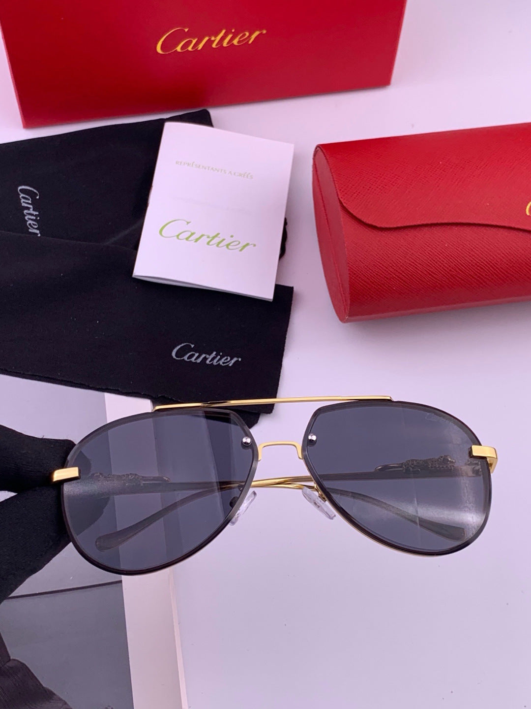 Cartier K21758 Fashion Black Lens Sunglasses for Men & Women