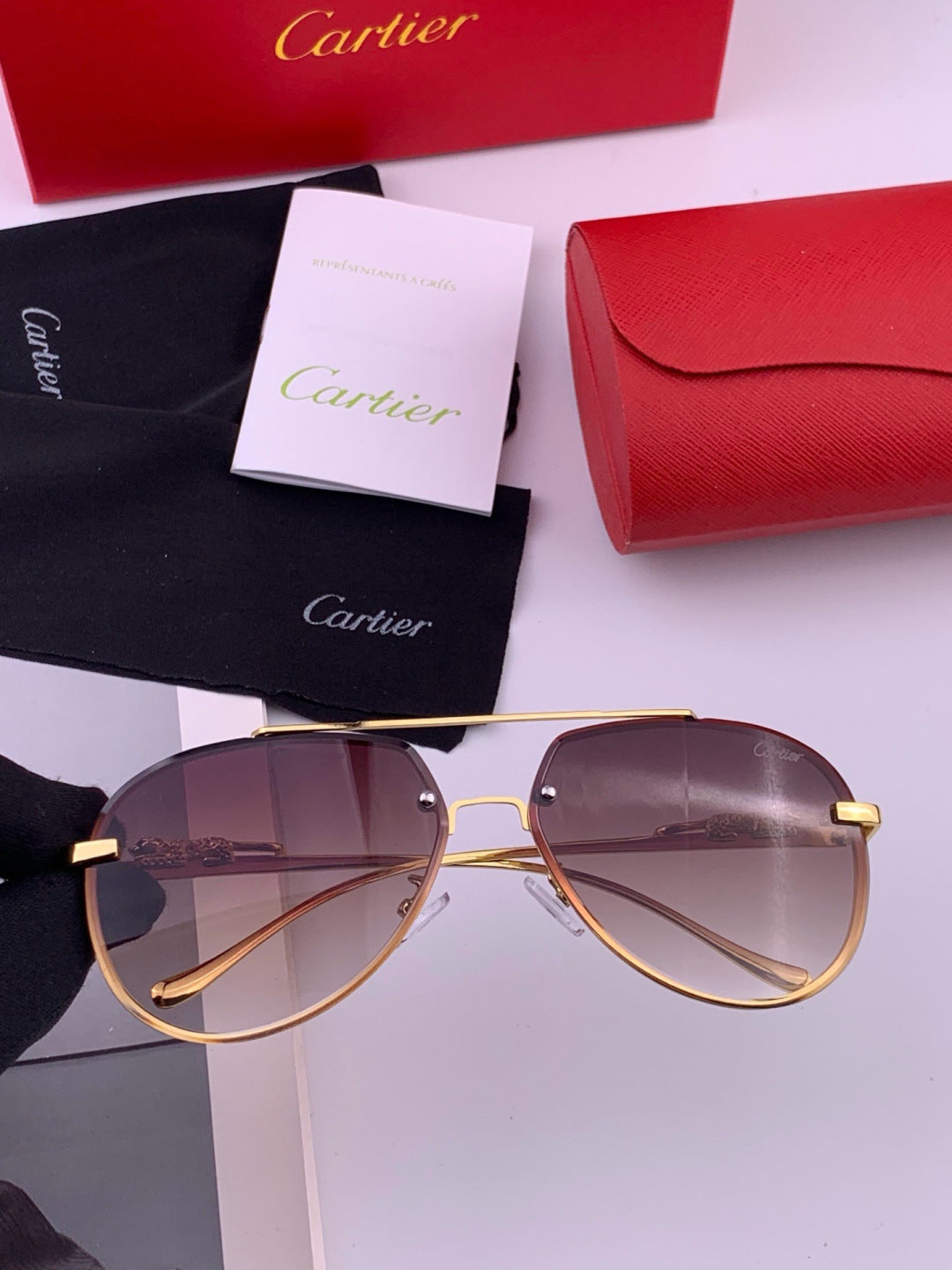 Cartier K21758 Fashion Black Lens Sunglasses for Men & Women - detail image 2