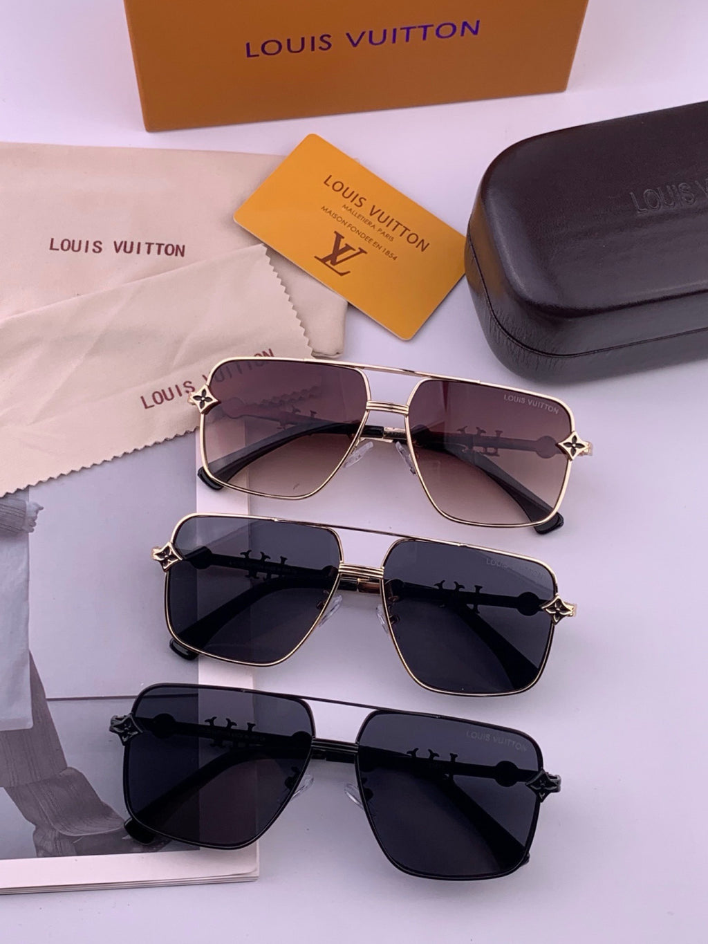 Louis Vuitton L11757 Aviator Black Lens Sunglasses for Men & Women - detail image 8