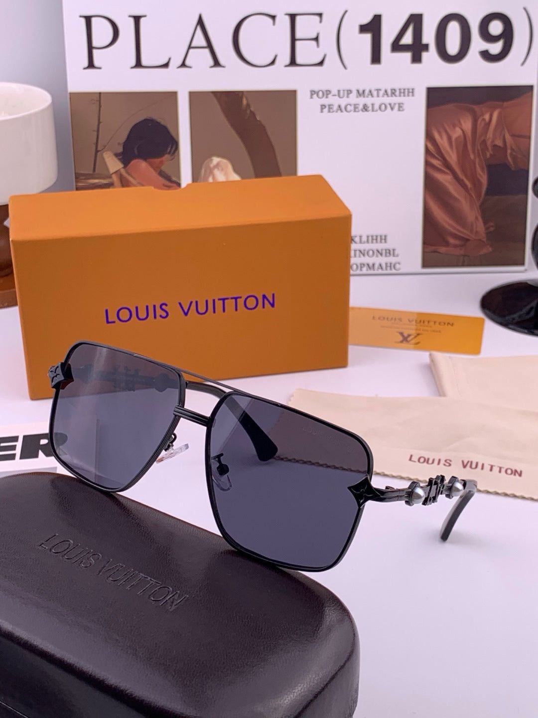 Louis Vuitton L11757 Aviator Black Lens Sunglasses for Men & Women - detail image 5