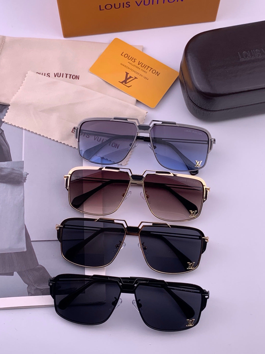 Louis Vuitton L91757 Aviator Black Lens Sunglasses for Men & Women - detail image 8