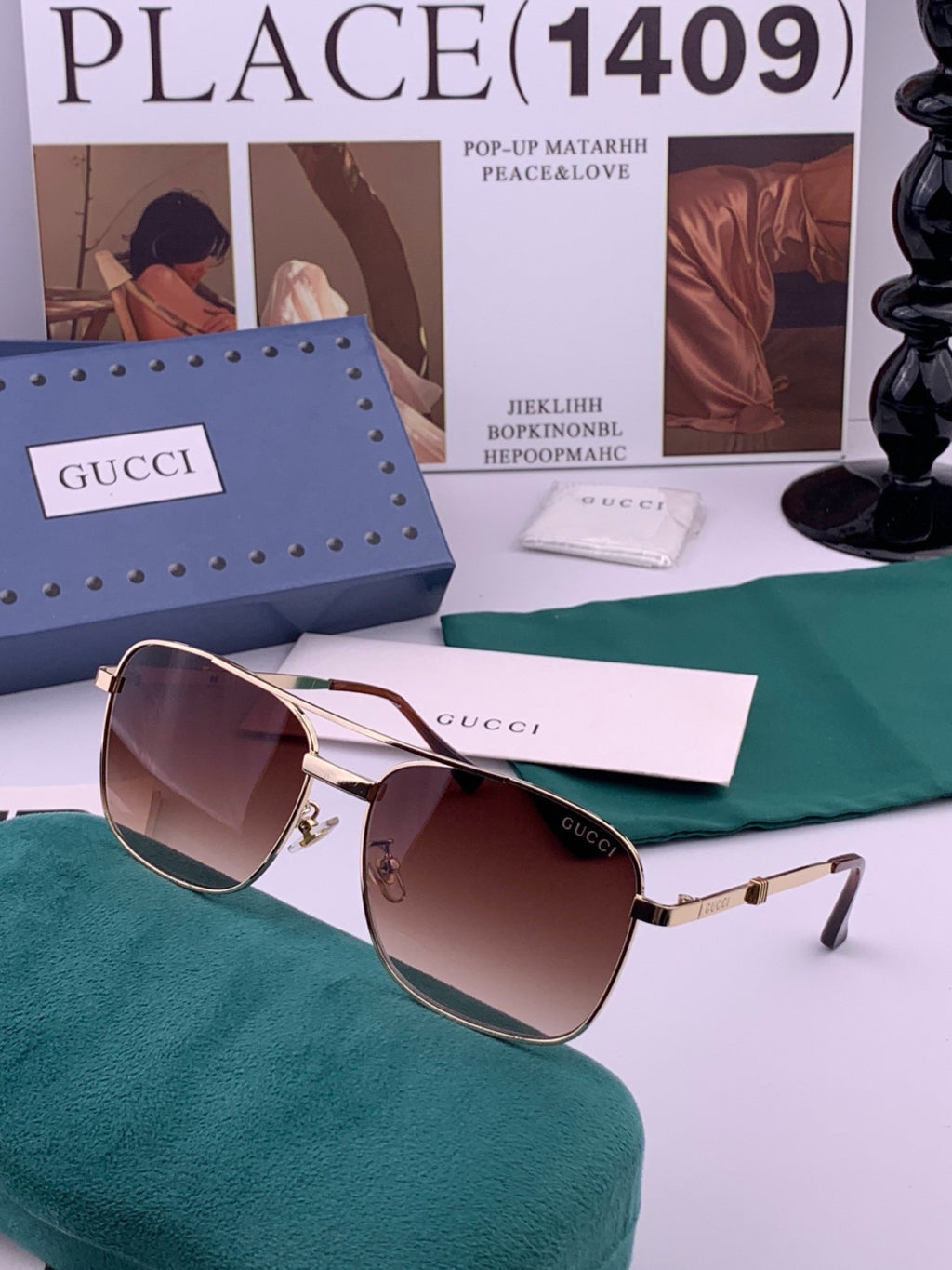 Gucci G0904 Aviator Orange Lens Sunglasses for Men & Women - detail image 5