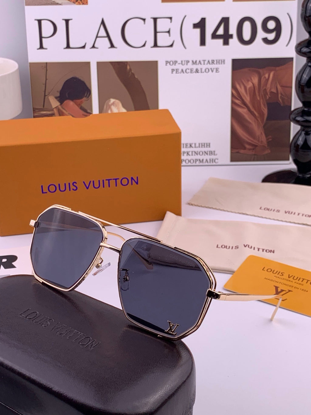 Louis Vuitton L31758 Aviator Black Lens Sunglasses for Men & Women - detail image 4