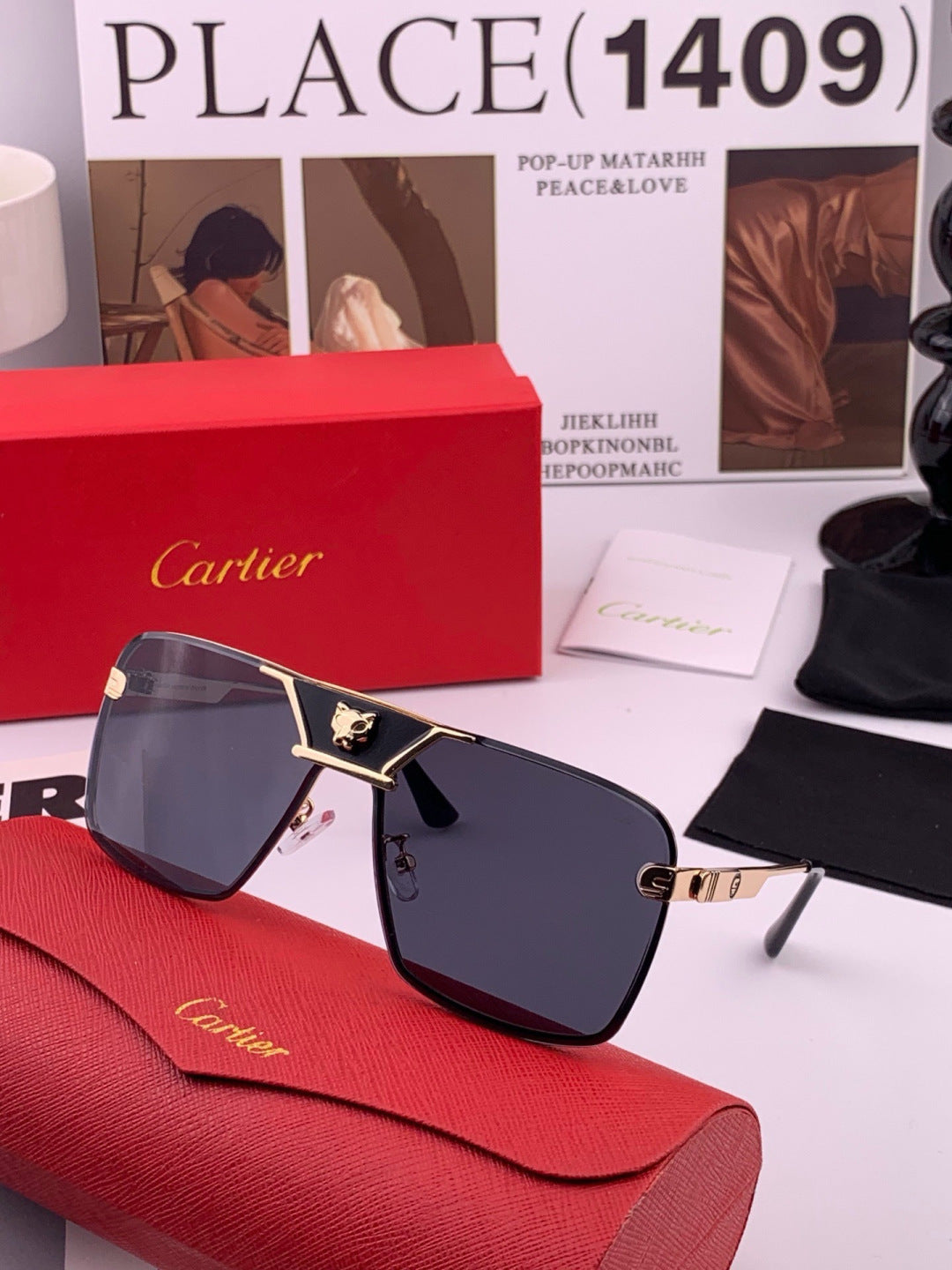 Cartier K11735 Fashion Black Lens Sunglasses for Men & Women - 487247 - detail image 2