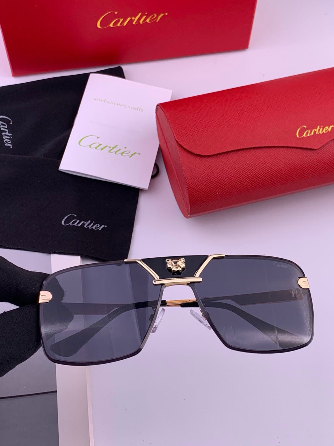 Cartier K11735 Fashion Black Lens Sunglasses for Men & Women - detail image 2