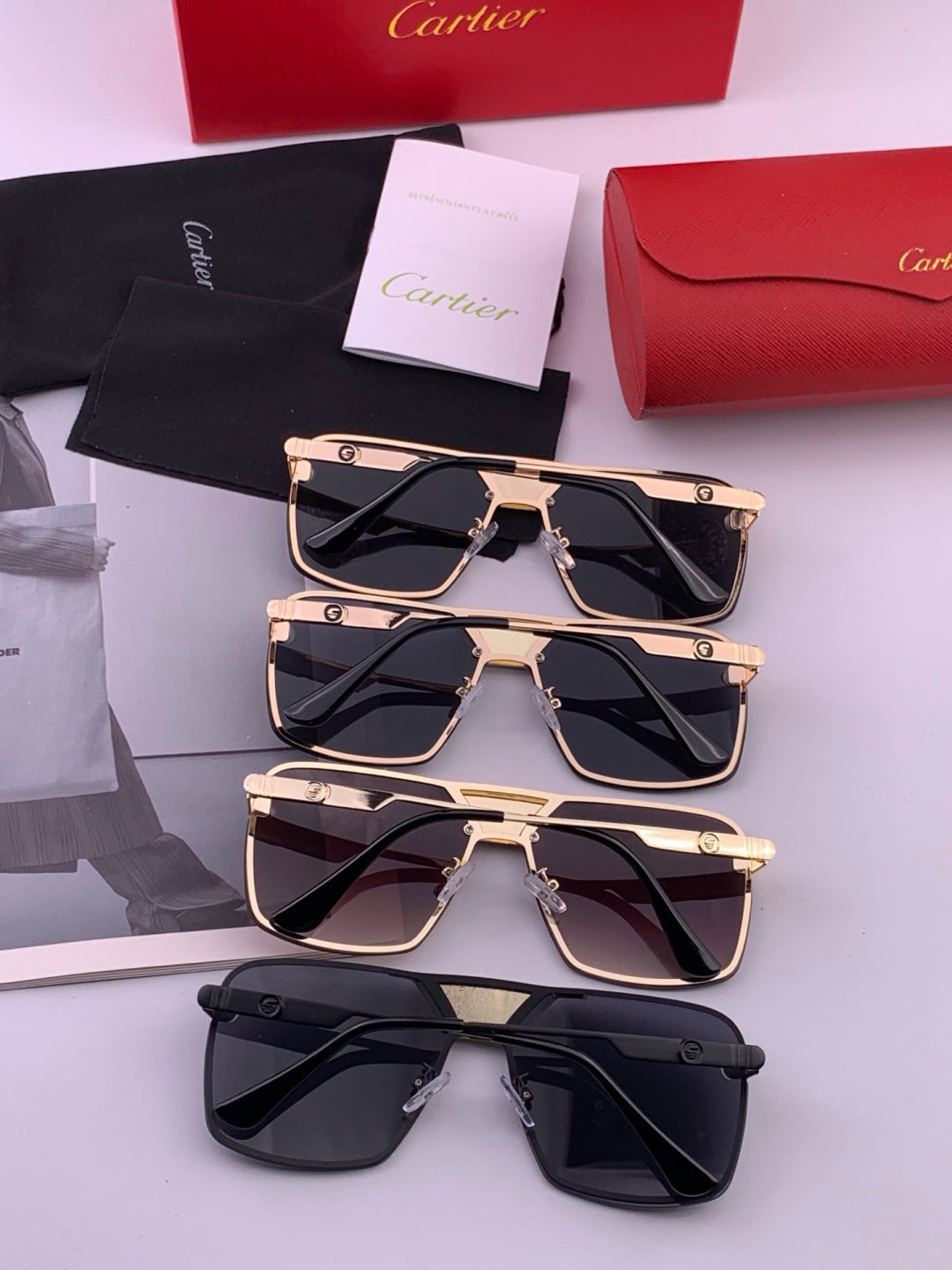 Cartier K11735 Fashion Black Lens Sunglasses for Men & Women - detail image 7