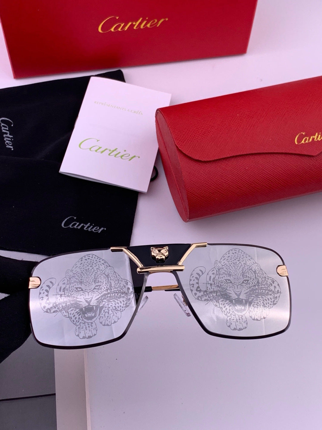 Cartier K11735 Fashion Black Lens Sunglasses for Men & Women - detail image 3