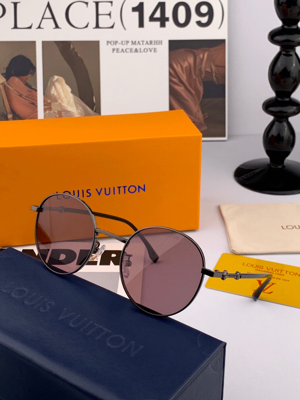 Louis Vuitton L3340 Polarized Aviator Orange Lens Sunglasses for Men & Women - detail image 5