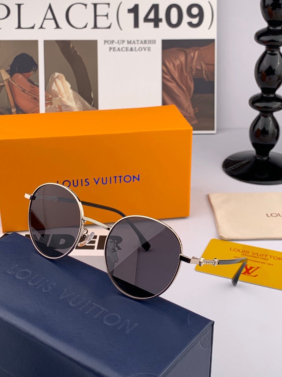Louis Vuitton L3340 Polarized Aviator Orange Lens Sunglasses for Men & Women - detail image 4