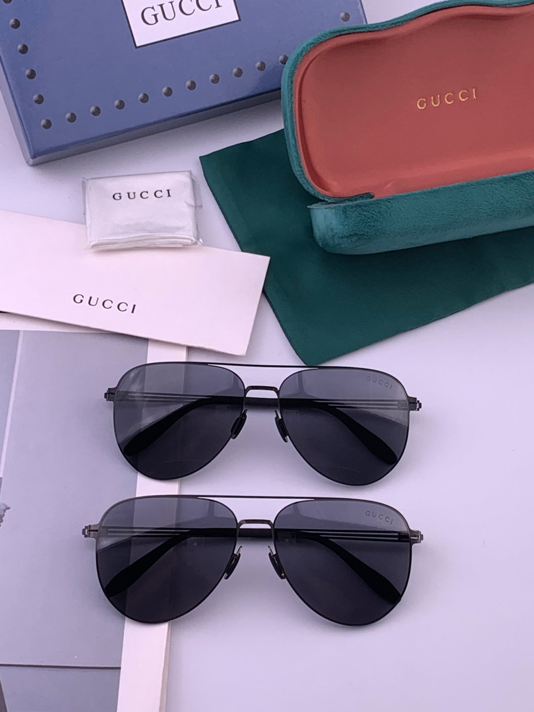 Gucci G0515 Polarized Aviator Gold Lens Sunglasses for Men - detail image 7