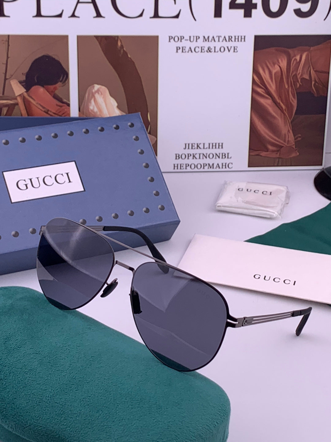 Gucci G0515 Polarized Aviator Gold Lens Sunglasses for Men - detail image 2