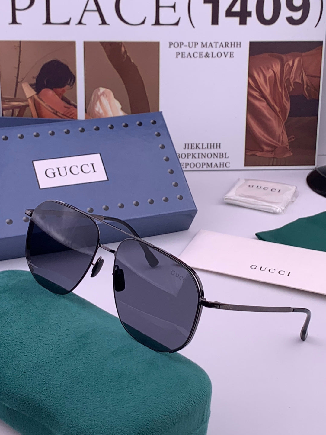 Gucci G0227 Polarized Aviator Gold Lens Sunglasses for Men - detail image 2