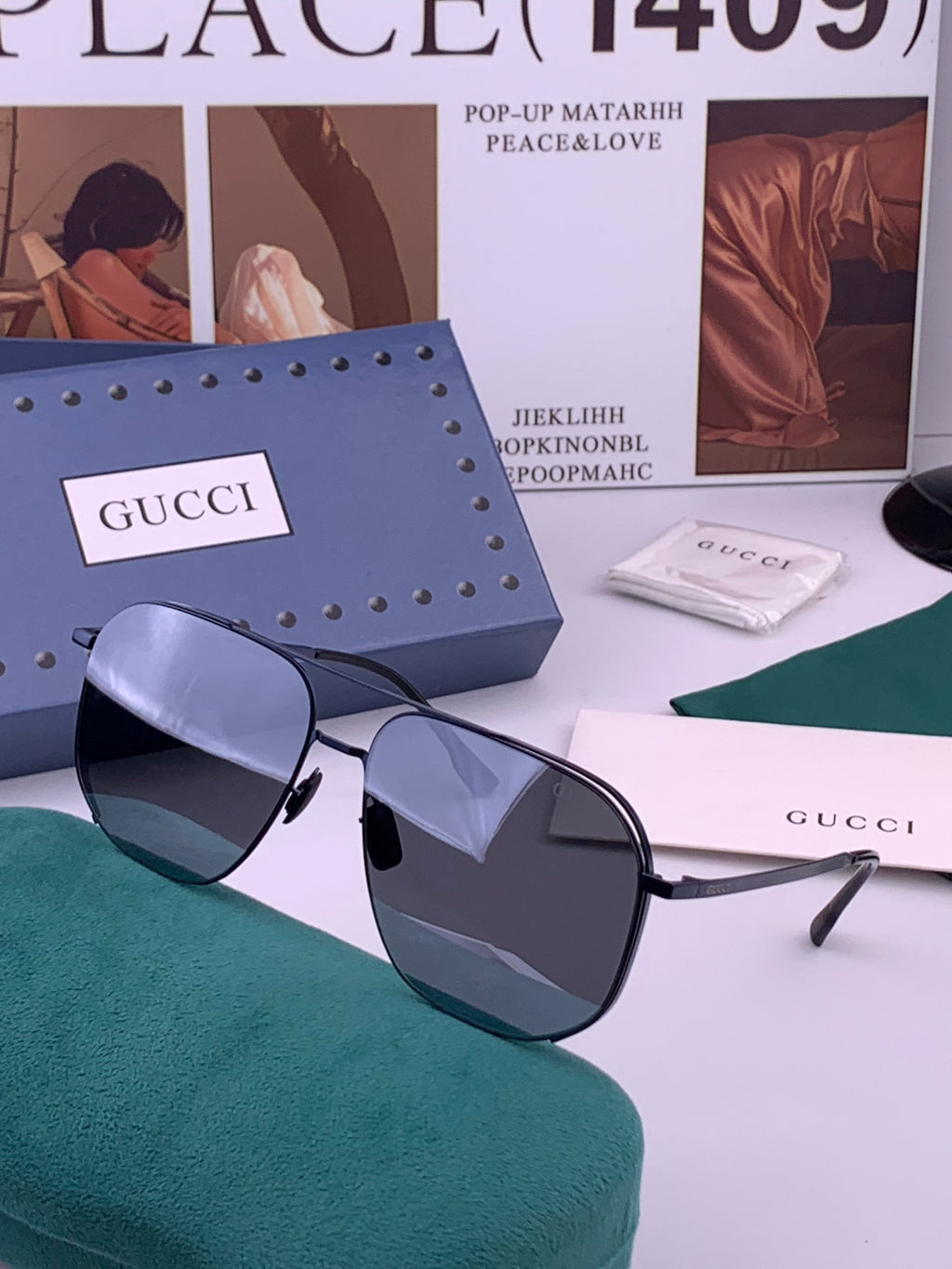 Gucci G0227 Polarized Aviator Brown Lens Sunglasses for Men - detail image 2