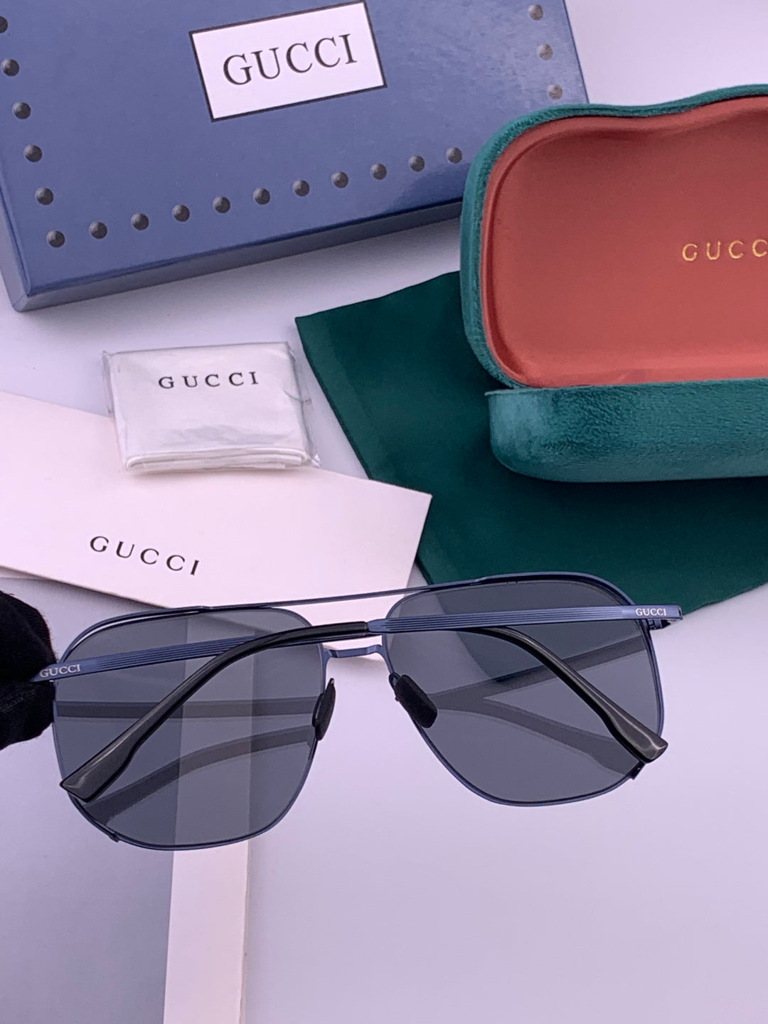 Gucci G0227 Polarized Aviator Brown Lens Sunglasses for Men - detail image 6
