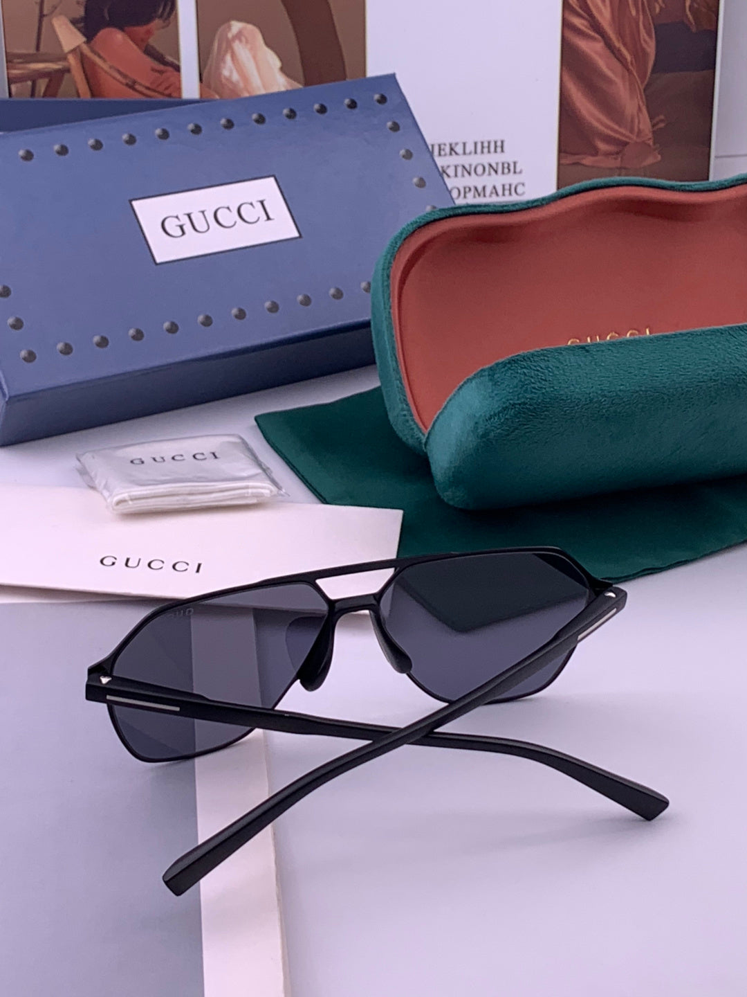 Gucci G3807 Polarized Aviator Gold Lens Sunglasses for Men - detail image 5