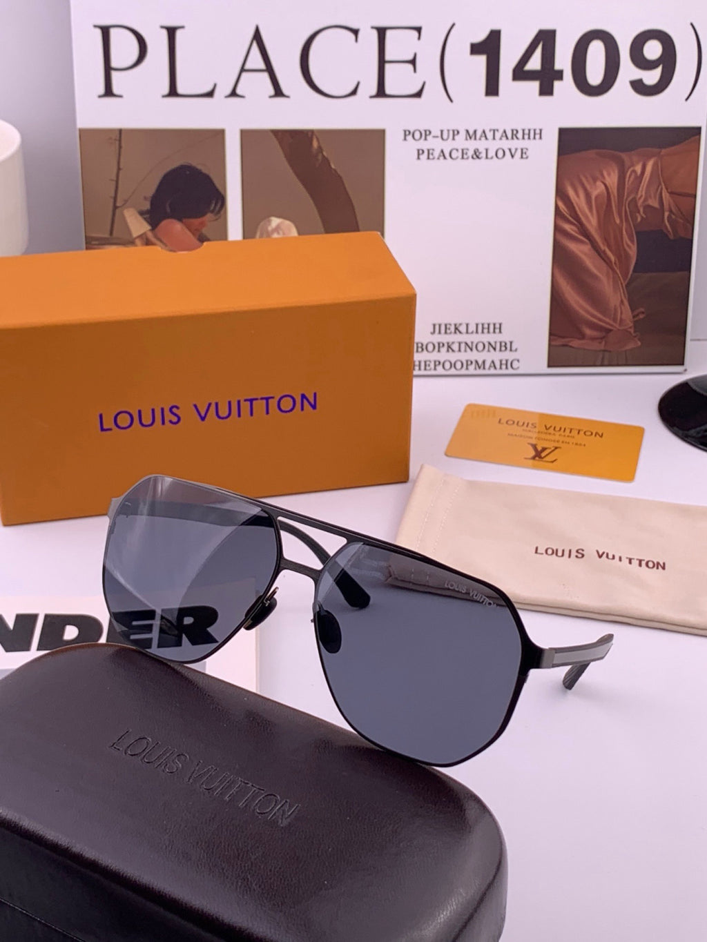 Louis Vuitton L6229 Polarized Aviator Blue Lens Sunglasses for Men - detail image 6