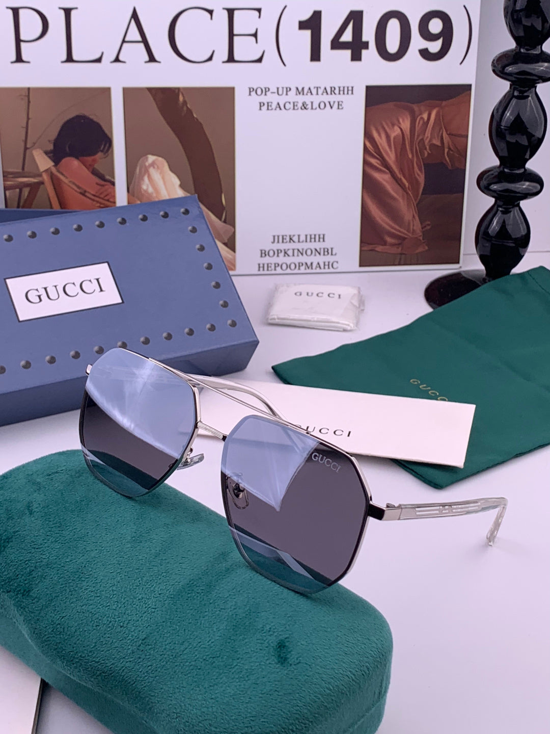Gucci G01804 Polarized Aviator Gold Lens Sunglasses for Men - detail image 2