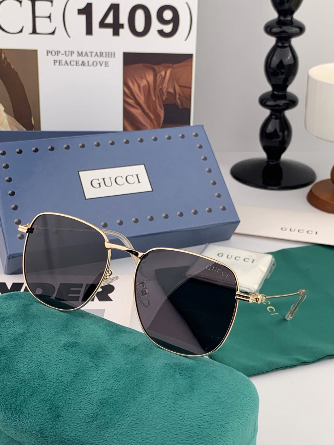 Gucci G6162 Polarized Oversized Black Lens Sunglasses for Men & Women - detail image 4