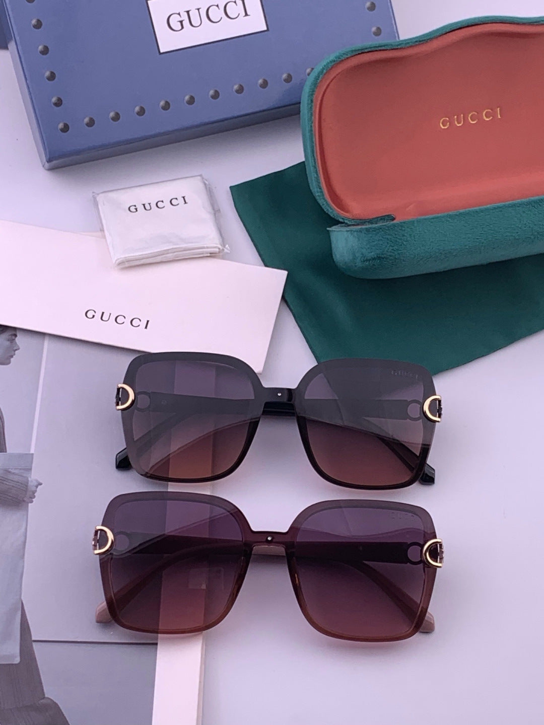 Gucci G9223 Polarized Square Brown Lens Sunglasses for Men & Women - detail image 8