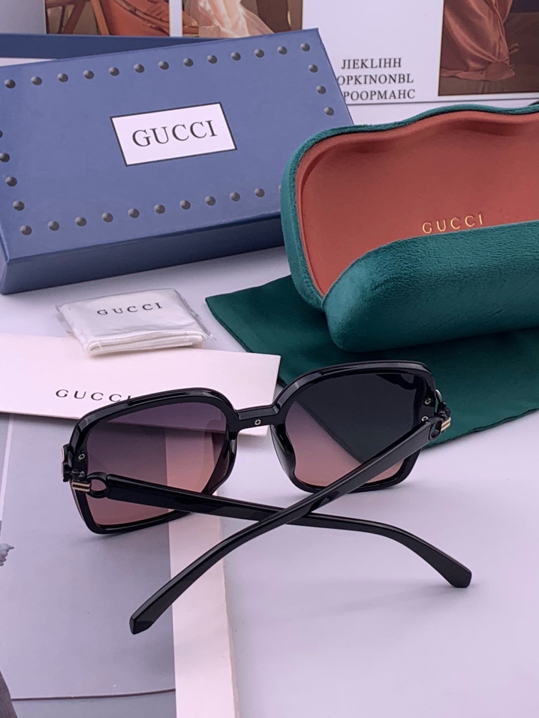 Gucci G9223 Polarized Square Brown Lens Sunglasses for Men & Women - detail image 3