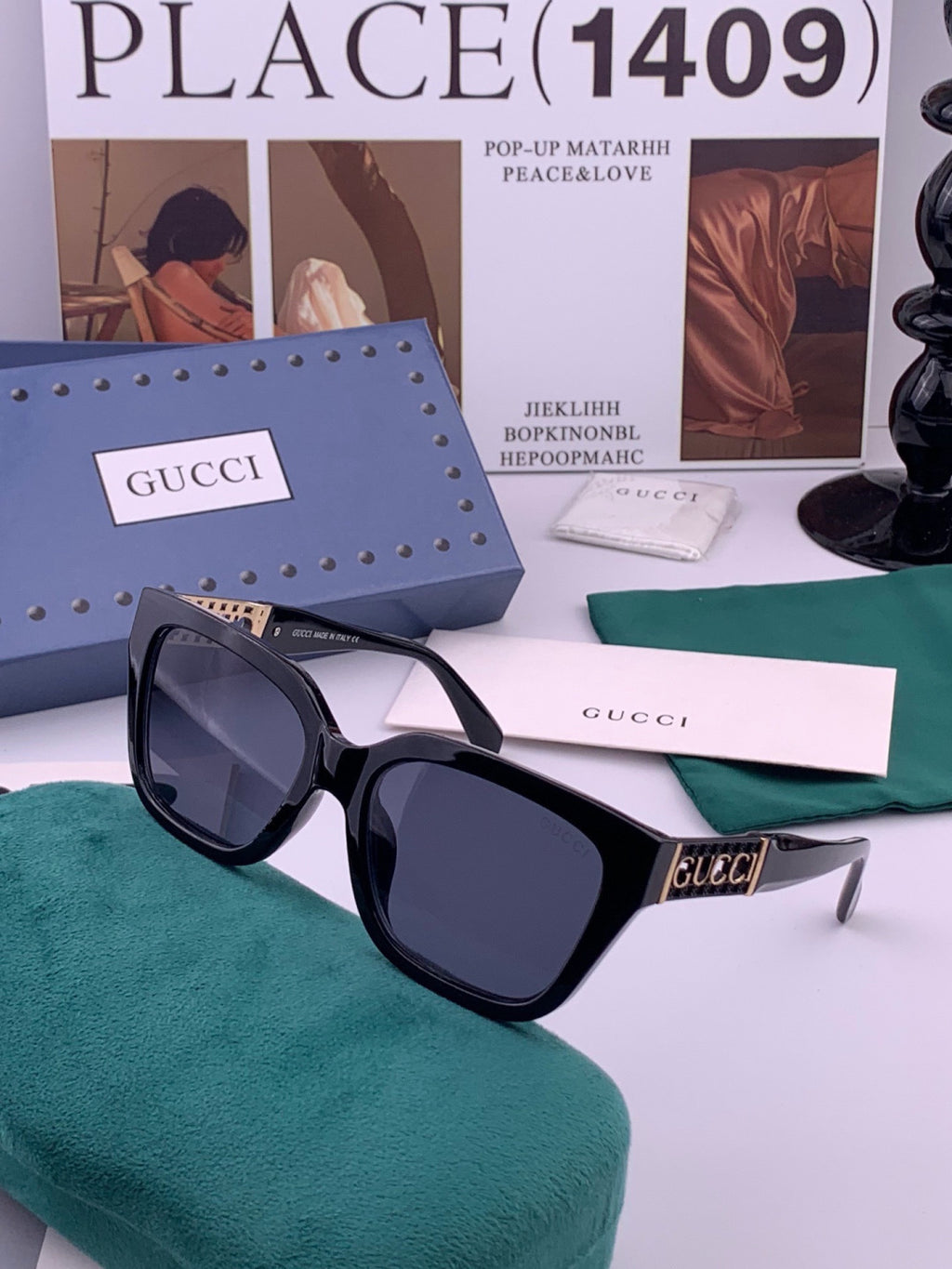 Gucci G16911 Square Gold Lens Sunglasses for Men & Women - detail image 2
