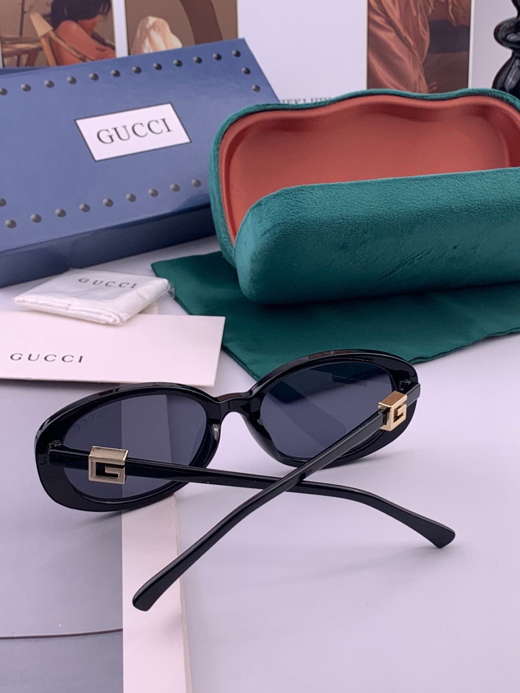 Gucci G35805 Square Black Lens Sunglasses for Men & Women - detail image 5