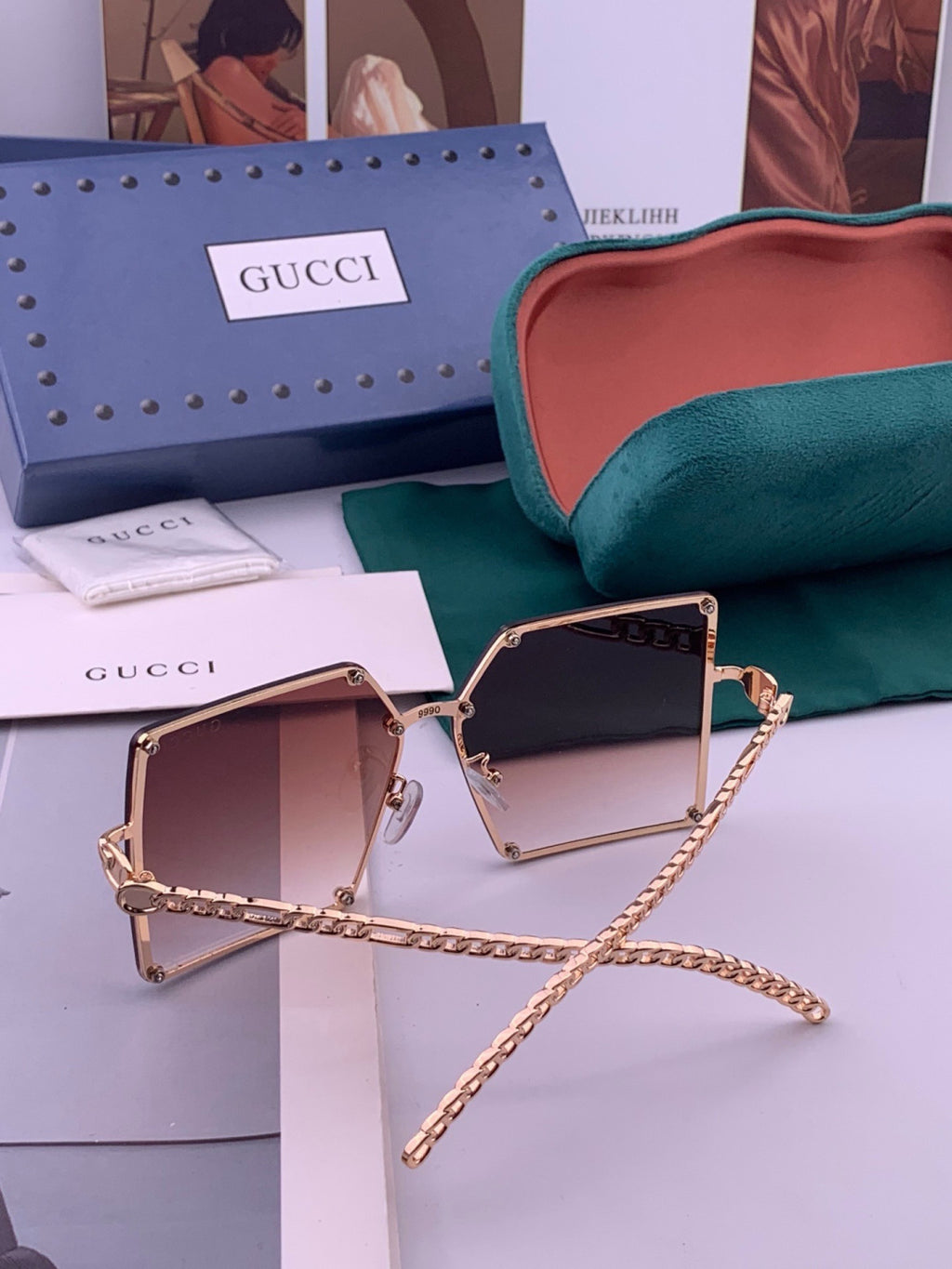 Chanel CH322 Lightweight Rimless Red Lens Sunglasses for Women - detail image 6