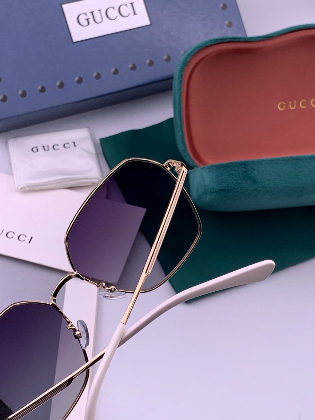 Gucci G5826 Metal Square Black Lens Sunglasses for Men & Women - detail image 5