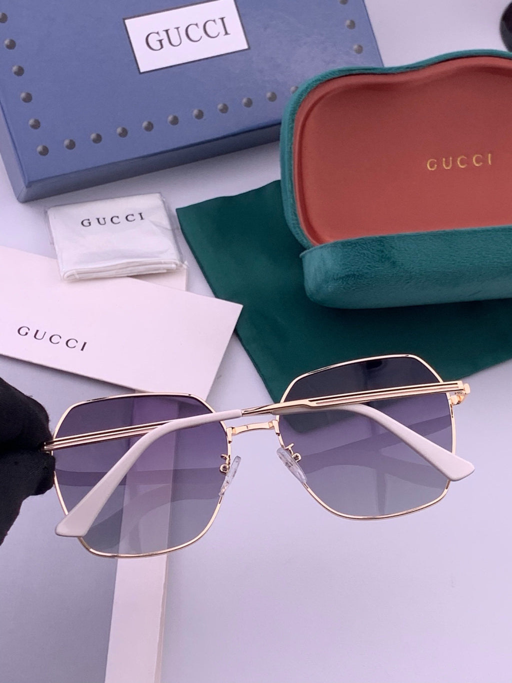 Gucci G5826 Metal Square Black Lens Sunglasses for Men & Women - detail image 4