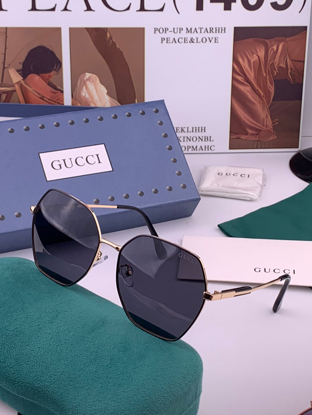 Gucci G9822 Polarized Oversized Brown Lens Sunglasses for Men & Women - 486389 - detail image 2